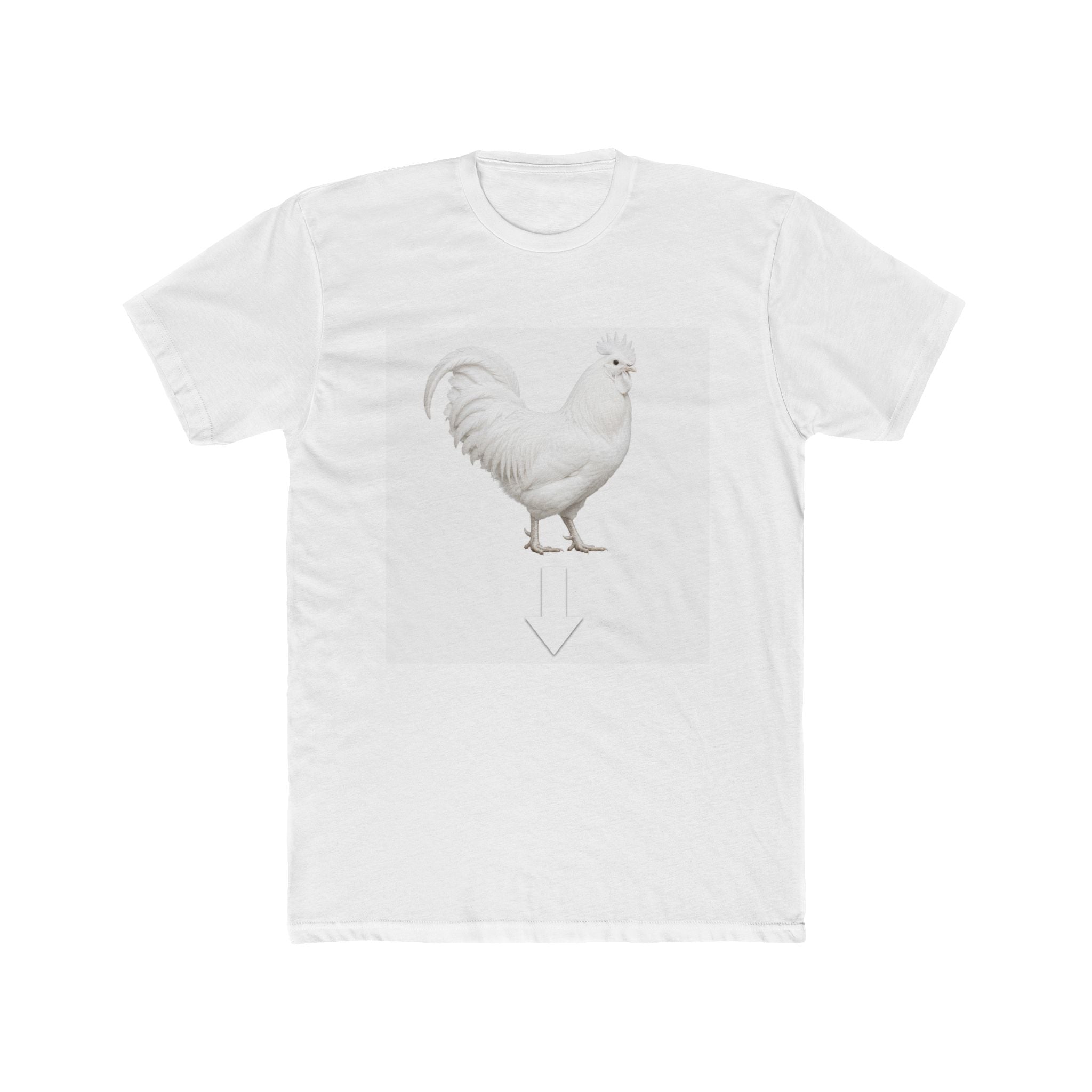 White Rooster Graphic Tee – Minimal Chicken Illustration T-Shirt